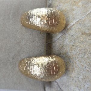 Vintage MONET Brushed Gold Earrings Soft Clip